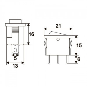 Interupator basculant 1 circuit 6A-250V OFF-ON, lumini de verde - Img 2