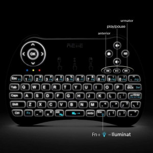 Mini tastatura iluminata, wireless cu touchpad, reiie h9+ - Img 10
