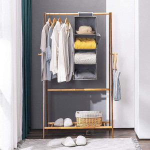 Organizator depozitare 4 rafturi, dulap textil compartimentat, suspendare, 80x30x30 cm, pliabil - Img 2