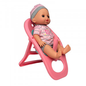 Papusa interactiva 35 cm, bea apa, face pipi, 12 sunete, 14 accesorii, leagan, scaun de masa, cadita baie - Img 12