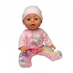 Papusa interactiva, bebelus care bea apa si face pipi, 6 accesorii, biberon, olita, 35 cm - Img 3