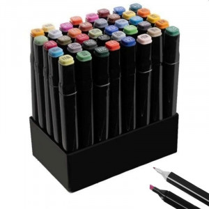 Set 40 markere multicolore cu 2 capete pentru scriere, geanta depozitare inclusa - Img 4