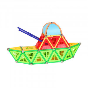 Set constructii magnetic, 130 piese, constructie 3d castel, masinuta, varsta 6+, procart - Img 5