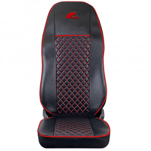 SET HUSE SCAUN UMBRELLA PENTRU MERCEDES ACTROS EURO 5 1844 MP2 MP3 MP4 ECO LEATHER BLACK+RED - Img 2