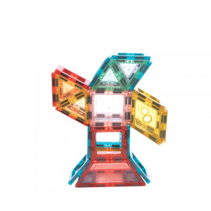 Set magnetic pentru constructii, 66 piese multicolor, plastic transparent, margini magnet - Img 7