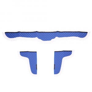 SET PERDELE DECOR CABINA CAMION, UNIVERSALE, VELUR, ALBASTRU - ALB