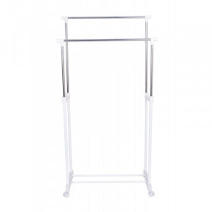 Suport dublu pentru umerase, raft incaltaminte, roti transport, inaltime ajustabila 159x80x41 cm - Img 2