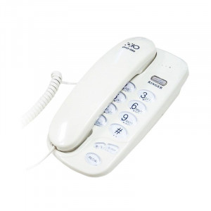 Telefon fix cu fir, montabil pe perete tastatura iluminata, redial, mute, flash culoare alb