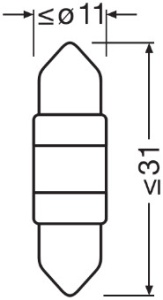 BEC AUXILIAR CU LED 12V (C5W 31mm) WHITE 6000K BLI 1 BUC OSRAM - Img 3