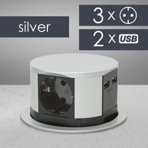 Bloc multipriza incorporabil, 3 prize + USB - Img 1
