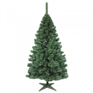 Brad artificial de craciun, pin cashmere 150 cm, varfuri albe cu aspect nins, suport inclus - Img 3