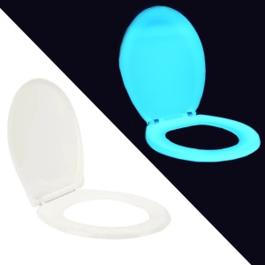 Capac de wc fosforescent, lumineaza turcoaz in intuneric, soft close - Img 1