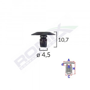 CLIPS CAPAC PENTRU CITROEN/PEUGEOT 4.5X10.7MM - NEGRU SET 25 BUC - Img 2