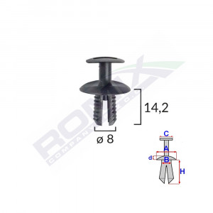 CLIPS FIXARE ELEMENTE EXTERIOARE PENTRU VW, SEAT, MERCEDES, SKODA 8X14.2MM NEGRU SET 10BUC - Img 2