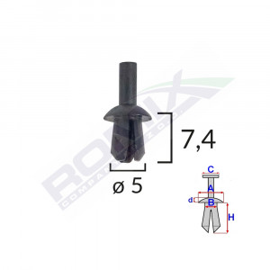 CLIPS FIXARE PENTRU AUDI/VW 5X7.4MM - NEGRU SET 25 BUC - Img 2