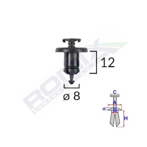 CLIPS FIXARE PENTRU DACIA RENAULT 8X12MM - NEGRU SET 10 BUC - Img 3