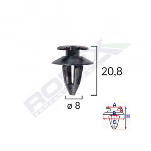 CLIPS TAPITERIE PENTRU AUDI/BMW/SEAT/VW 8X20.8MM - NEGRU SET 10 BUC - Img 2