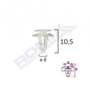 CLIPS TAPITERIE PENTRU FIAT/AUDI 8X10.5MM - ALB SET 10 BUC - Img 2