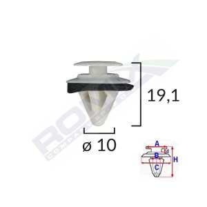 CLIPS TAPITERIE PENTRU MAZDA/SUBARU 10X19.1MM - ALB SET 10 BUC - Img 4