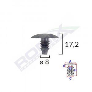 CLIPS TAPITERIE PENTRU VAG 8X17.2MM - NEGRU SET 10 BUC - Img 2