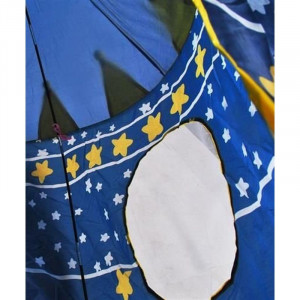 Cort tip castel pentru copii, imprimeu stele si luna, 135x105 cm, albastru - Img 10