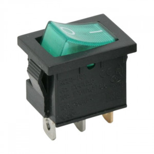 Interupator basculant 1 circuit 6A-250V OFF-ON, lumini de verde - Img 1