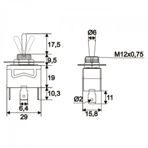 Intrerupatoare cu brat de moment 1 circuit 10A-250V (ON)-OFF-(ON) - Img 2