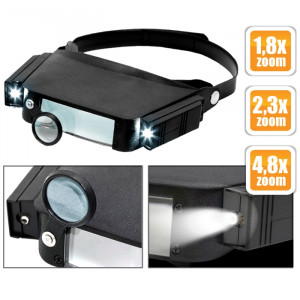 Lupa de lucru cu banderola de cap si iluminare LED - Img 1
