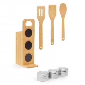 Raft magnetic pentru condimente - set de scule din bambus - 7 piese - 80 x 135 x 275 mm - Img 3