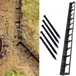 Separator gazon inaltime 4.5 cm, lungime 100 cm, 6 gauri prindere, negru - Img 3