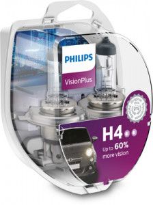 SET 2 BECURI FAR H4 P43t 60/55W 12V VISION PLUS PHILIPS - Img 1