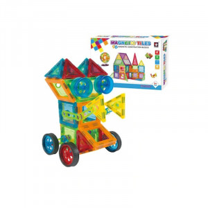 Set constructie magnetic 3d cu lumini led, diferite forme si culori, 130 piese - Img 6