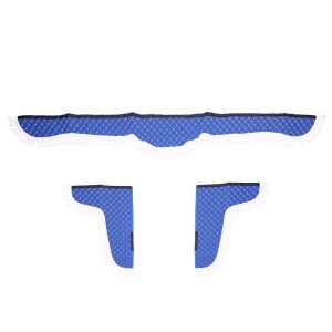 SET PERDELE DECOR CABINA CAMION, UNIVERSALE, VELUR, ALBASTRU - ALB - Img 2