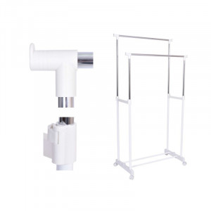 Suport dublu pentru umerase, raft incaltaminte, roti transport, inaltime ajustabila 159x80x41 cm - Img 3