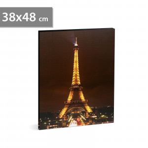 Tablou decorativ cu LED - „Turnul Eiffel” - 2 x AA, 38 x 48 cm - Img 1