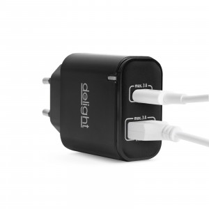 Adaptor de rețea USB + Type-C PD20W cu încărcare rapidă - negru - Img 1