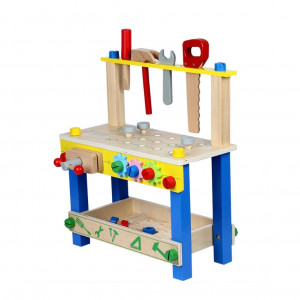 Atelier cu banc de lucru pentru copii, 40 piese din lemn, 41x36x16 cm - Img 9