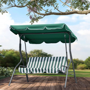Balansoar de gradina, acoperis reglabil, 3 locuri, 170x110x153 cm, cadru metal, material textil - Img 3