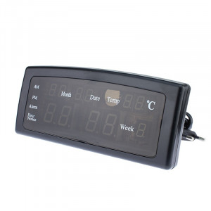 Ceas digital afisaj led rosu, data, alarma, temperatura, negru, caixing - Img 2