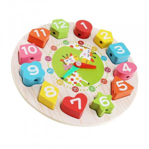 Ceas educativ pentru copii, puzzle lemn cifre limba engleza, +3 ani - Img 3