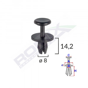CLIPS FIXARE ELEMENTE EXTERIOARE PENTRU CITROEN/PEUGEOT 8X14.2MM - NEGRU SET 10 BUC - Img 2