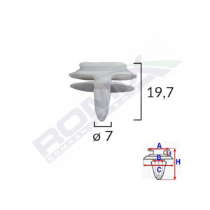 CLIPS FIXARE ELEMENTE EXTERIOARE PENTRU RENAULT 7X19.7MM - ALB SET 10 BUC - Img 2