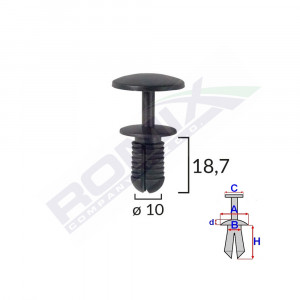 CLIPS FIXARE PENTRU FORD UNIVERSAL - 10X18.7MM - NEGRU SET 10 BUC - Img 2