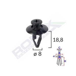 CLIPS FIXARE PENTRU KIA/MAZDA/MITSUBISHI/NISSAN/KIA 8X18.8MM - NEGRU SET 10 BUC - Img 3