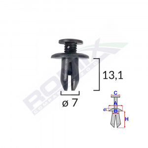 CLIPS FIXARE PENTRU MAZDA/SUZUKI 7X13.1MM - NEGRU SET 10 BUC - Img 1