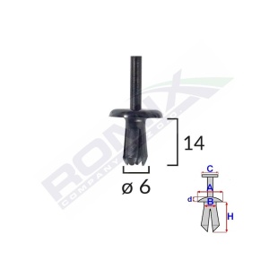 CLIPS FIXARE PENTRU VOLVO 6X14MM - NEGRU SET 10 BUC - Img 3