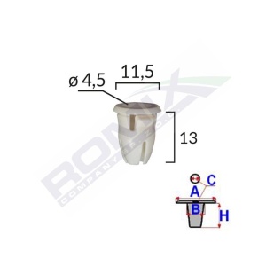 CLIPS FIXARE PRAG PENTRU MERCEDES 11.5X13MM - ALB SET 25 BUC - Img 4