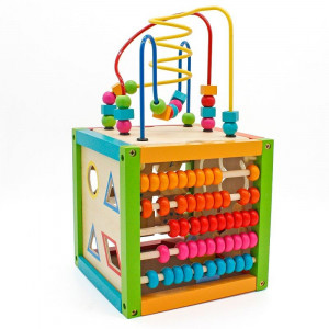 Cub activitati educative, centru multifunctional, 5 in 1, jucarie interactiva din lemn - Img 3