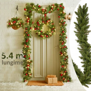Ghirlanda decorativa din brad artificial, molid scandinav, lungime 5.4 m, verde natural, aspect bogat - Img 10