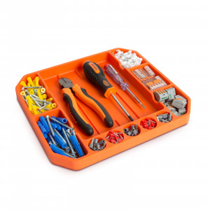 HANDY - Tavă cauciuc pentru unelte, cu compartimente şi riglă - 26 x 23,5 x 2,5 cm - Img 4